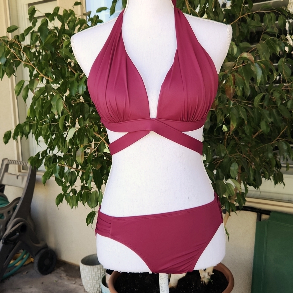 Burgundy Bikini L NWOT (see size)